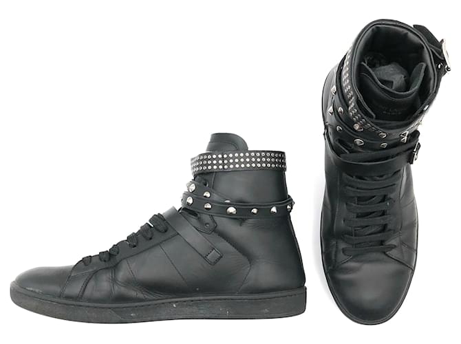 Mob symptom Uartig Saint Laurent Paris high top sneakers in black leather with spikes  ref.508507 - Joli Closet