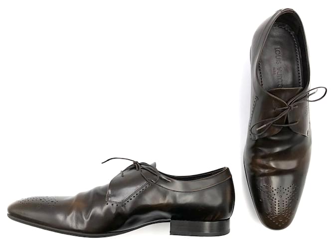 Zapatos Louis Vuitton en piel marrón spazzolato Castaño Cuero  ref.508513