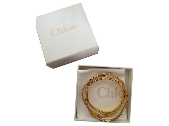 Pulsera Chloé Woody Dorada Metal Dorado