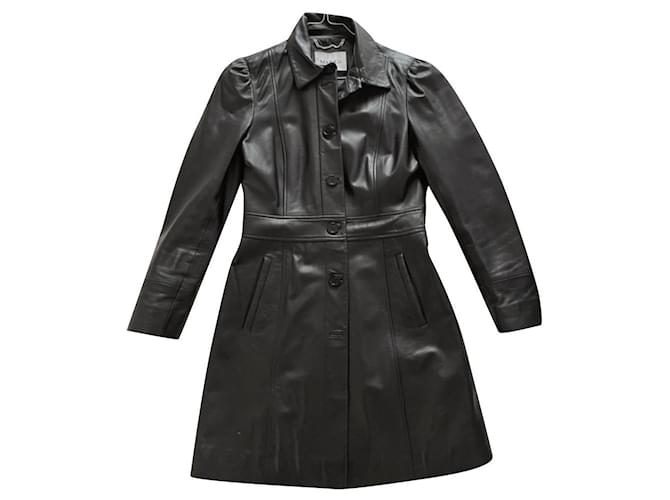 Max & Co Trench coat de couro legítimo Preto  ref.508714