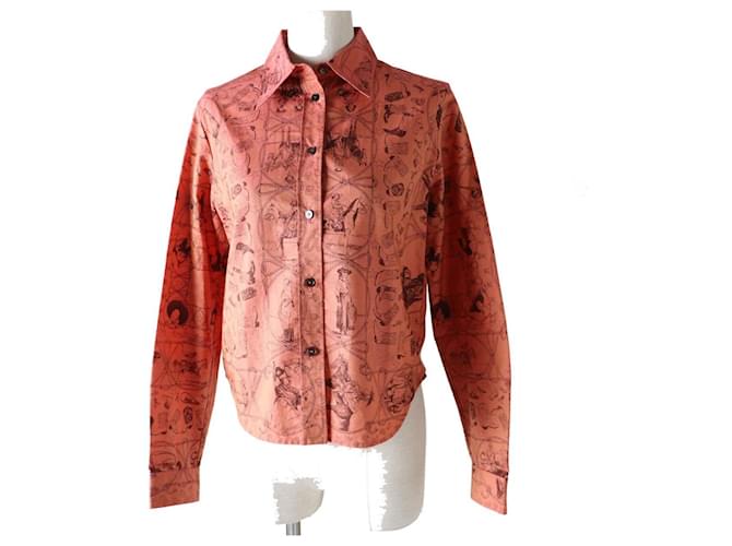 Hermès *[Used] Hermes Margiela period Rodeo des cowgirls Rodeo 100% cotton long sleeve shirt salmon pink 34  ref.508958