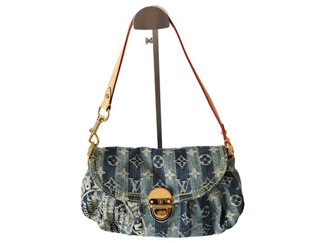 Louis Vuitton Pleaty Tasche aus blauem Denim-Canvas Leinwand  ref.508990