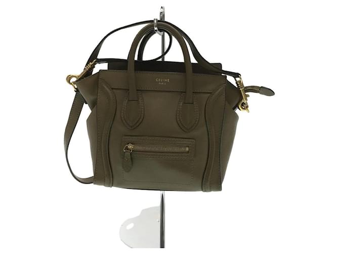 Celine CELINE Luggage Nano Shoulder Bag Leather GRN Plain Green ref.508991 Joli Closet