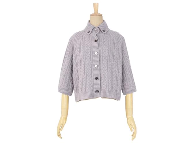 *[Occasion] Burberry London cardigan pull en tricot torsadé uni femme gris taille 1 (Équivalent S) Laine  ref.509103