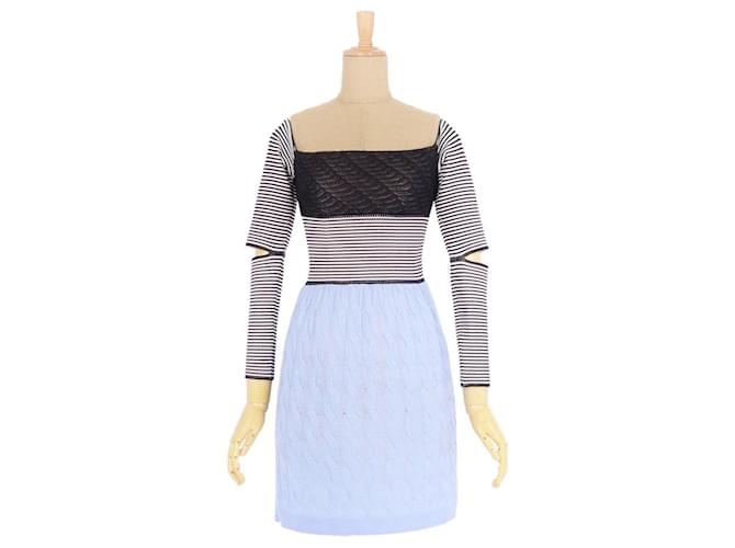 *[Used] Christian Dior 2014 long sleeve one piece dress ladies french F36 GB8 I40 D34 USA4 (equivalent) black white blue ladies dress Multiple colors Viscose  ref.509122