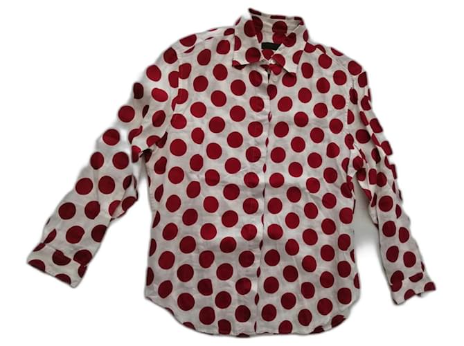 Burberry Prorsum chemise à pois Lin Blanc  ref.509126