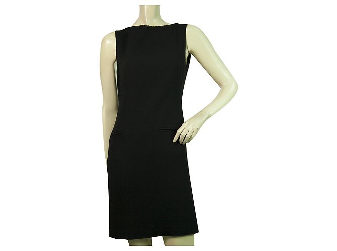 Moschino Cheap And Chic Moschino Cheap & Chic Schwarzes Mini-Ärmelloses Kleid mit U-Boot-Ausschnitt Gr 42