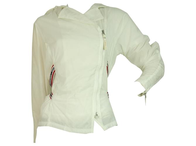 Chaqueta casual ligera de poliamida blanca de Armani Jeans w. Capucha sz 40 Blanco  ref.509131