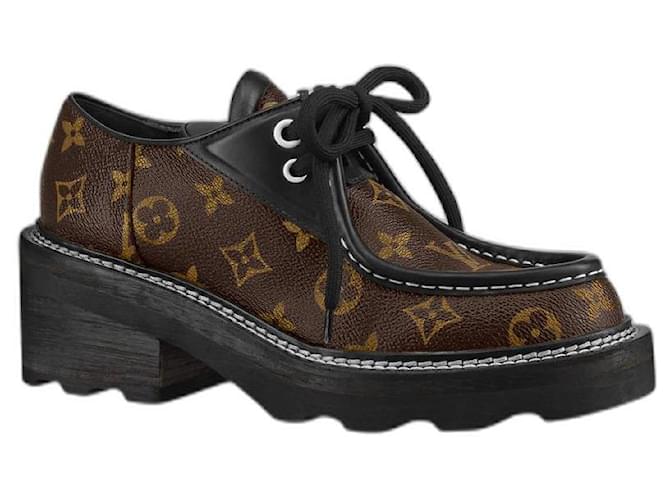 Louis Vuitton zapatos con plataforma LV Beaubourg Castaño Cuero ref.509140  - Joli Closet