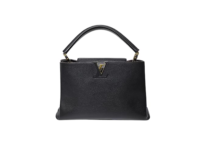 Louis Vuitton Capucines MM Tasche aus schwarzem Taurillon-Leder  ref.509262