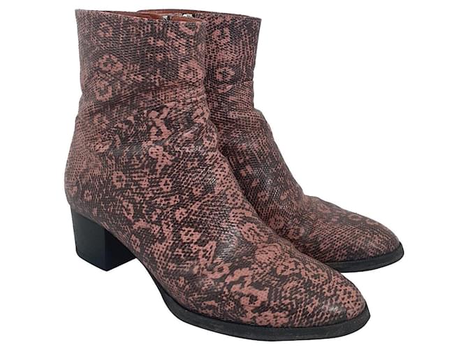 Dries Van Noten Ankle Boots Brown Pink Leather  ref.509301