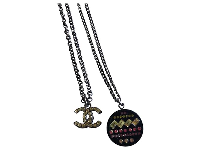 Chanel Necklaces Black Pink Green Steel Resin  ref.509345