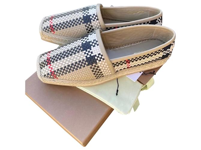 Vintage check and leather on sale espadrilles