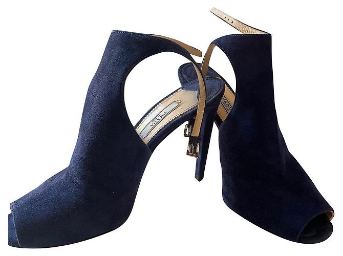 Sandales Prada en daim bleu 37.5