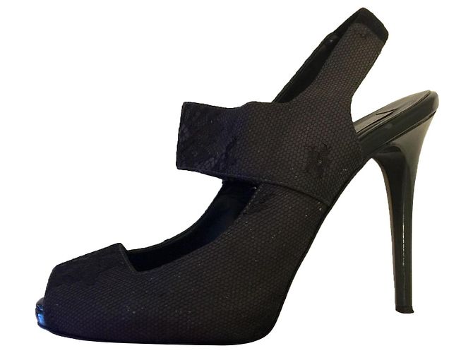 Stella Mc Cartney Open toed sling backs, Stella Mccartney Black Bronze