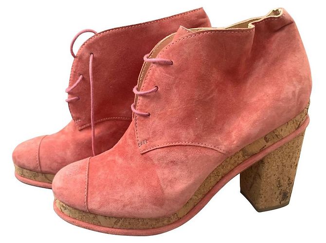 Botines Chanel Ante Rosa Salmón CC