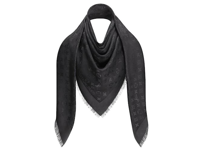 Louis Vuitton Scarves Black Silk Wool  ref.510220
