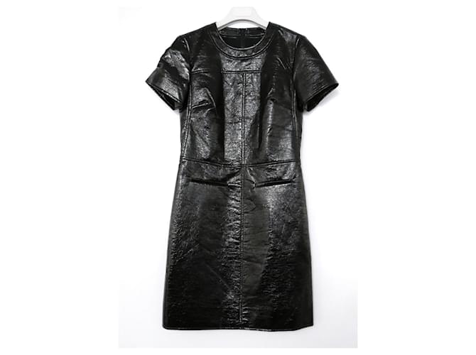Vestido de couro sintético envernizado Michael by Michael Kors Preto  ref.510254