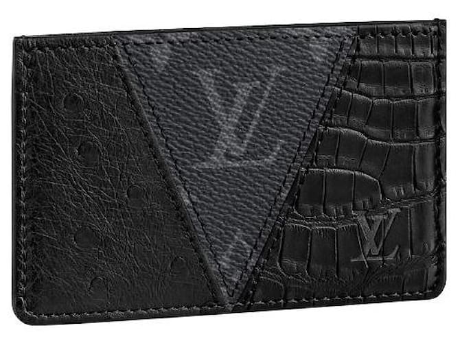 Louis Vuitton Porta-cartões LV em couro exótico Preto Couros exóticos  ref.510446