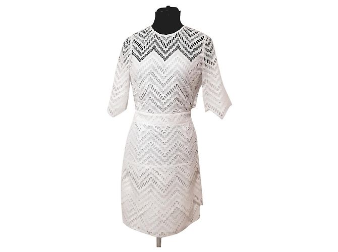 Maje Rosalba Spitzenkleid eggshell Baumwolle Aus weiß