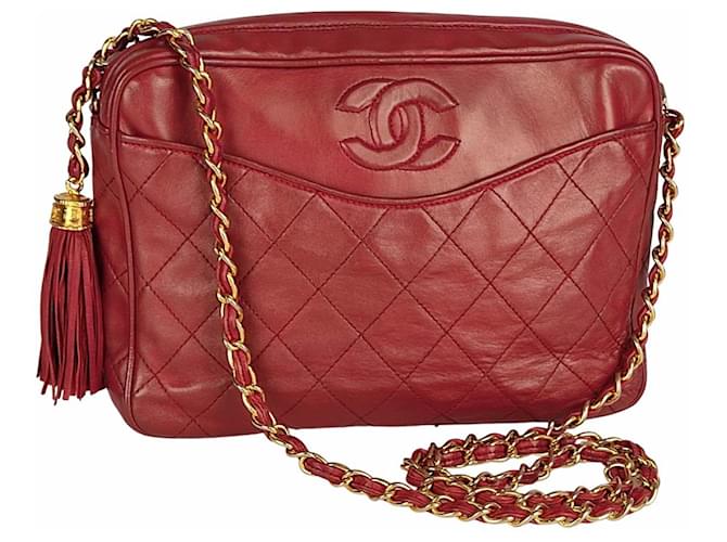 Camera leather handbag Chanel Red in Leather - 33550688