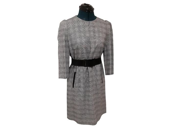 Claudie Pierlot Gestreiftes Viskose Kleid Grau