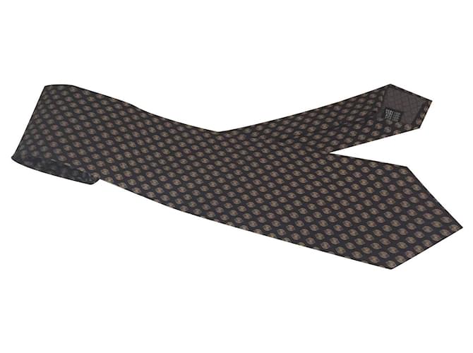 Autre Marque Krawatte 100% Marineblaue Seide mit Schokoladenmotiven NEU Braun  ref.510481