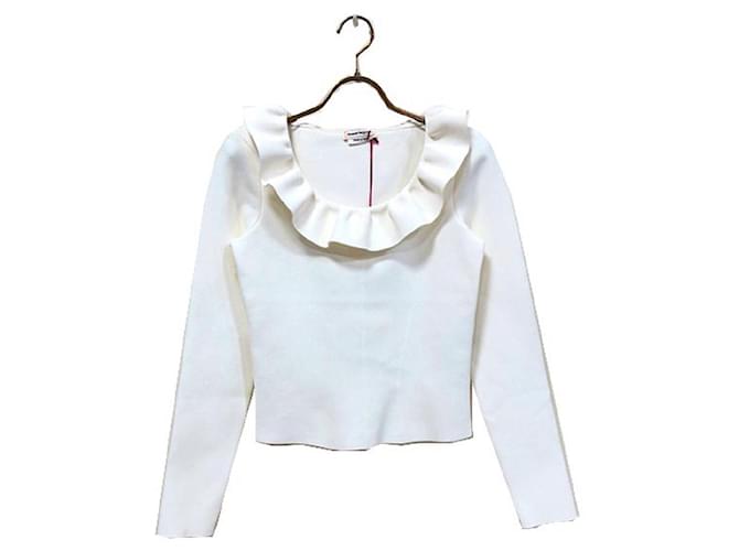 *[Usagé] Alexander McQueen Ruffle Pullover XS Size White Viscose Blanc  ref.510670