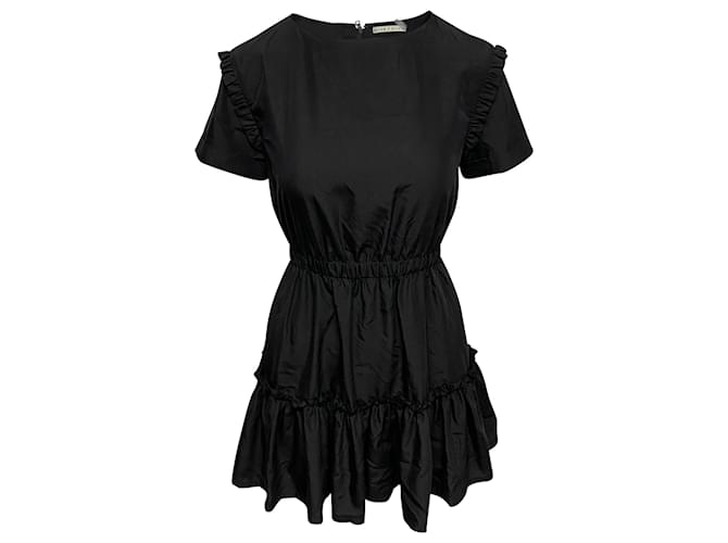 Alice + Olivia Garner Ruffled Mini Dress in Black Modal Cellulose fibre  ref.510678