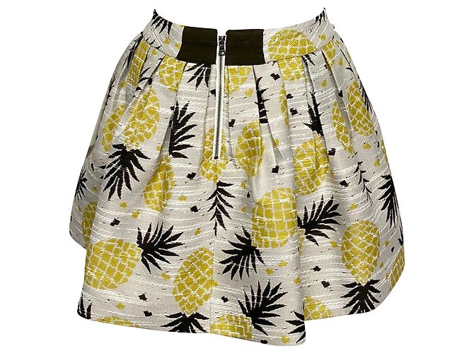 Alice + Olivia Pineapple Mini Skirt in White Polyester