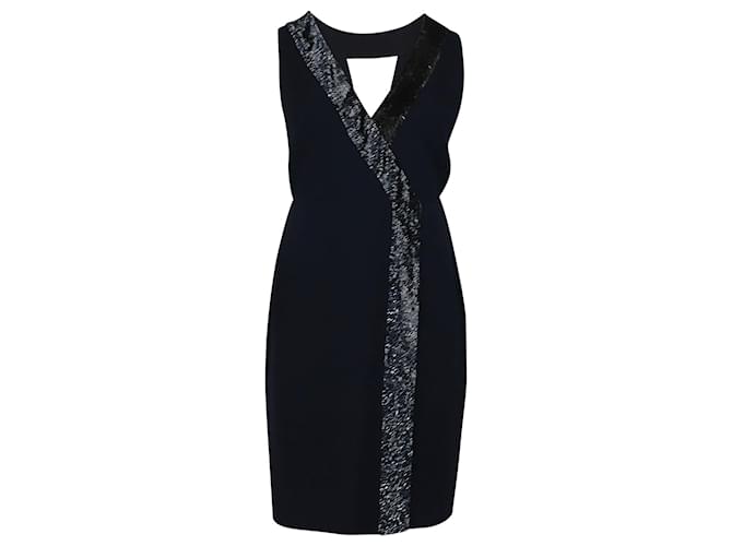 Emporio Armani Beaded Evening Dress in Navy Blue Polyester  -  Joli Closet