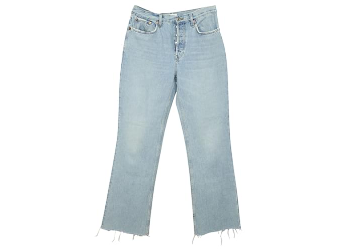 Re/Done Kurz geschnittene Boyfriend-Jeans in Distressed-Optik aus blauem Baumwoll-Denim Baumwolle  ref.510698