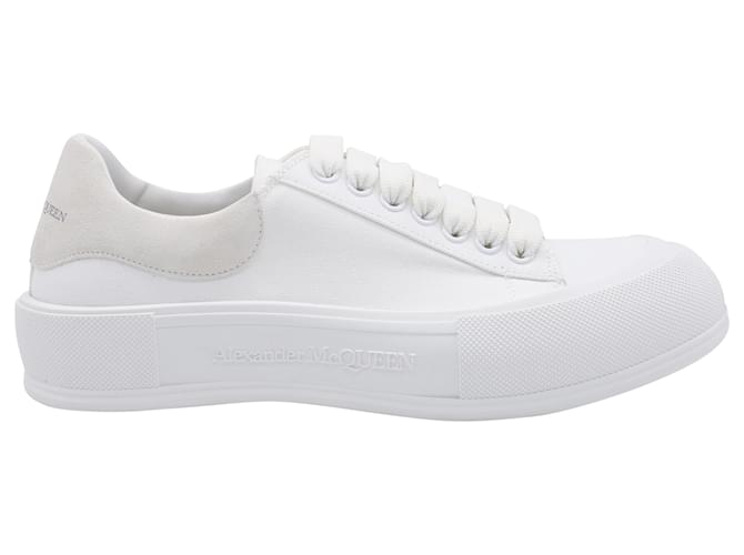 Alexander McQueen Deck Lace-up Plimsoll Sneakers in White Cotton  ref.510705