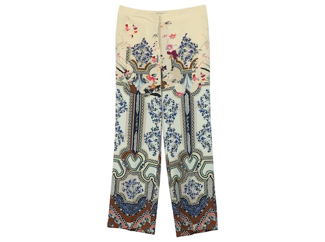 Etro Floral Print Trousers in Multicolor Silk Multiple colors  ref.510722