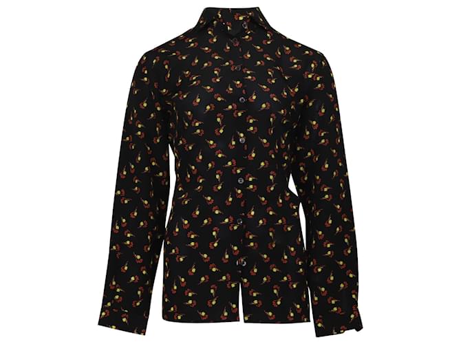 Blusa estampada con botones en seda negra de Etro Negro  ref.510731