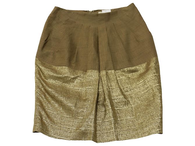 Saia Tulipa Etro Dual Tone em Seda Dourada Dourado Metálico