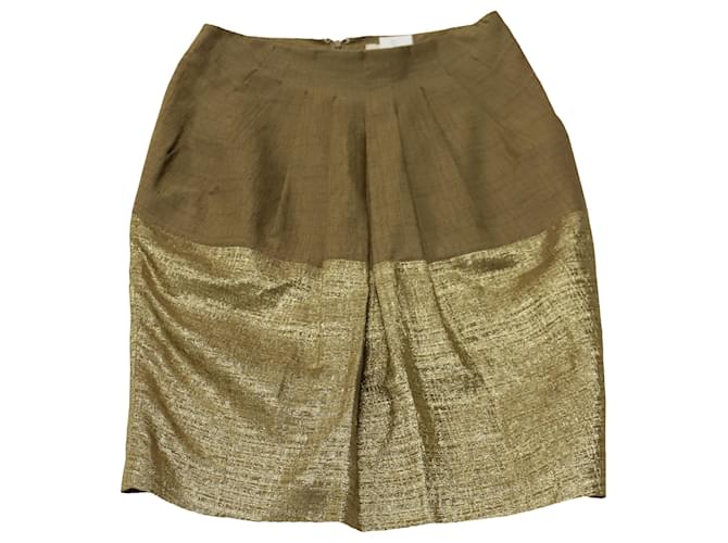Etro Dual Tone Tulip Skirt in Gold Silk Golden  ref.510733