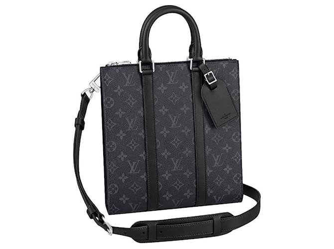 Louis Vuitton LV Sac Plat cross bag eclipse Black Leather ref