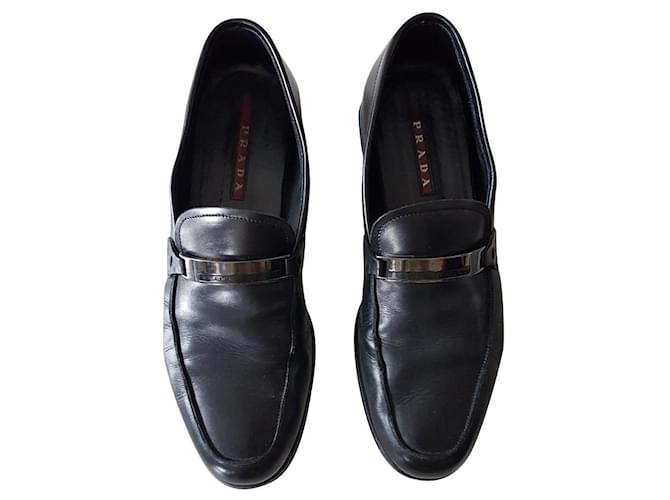 Prada leather loafers Black  ref.510874