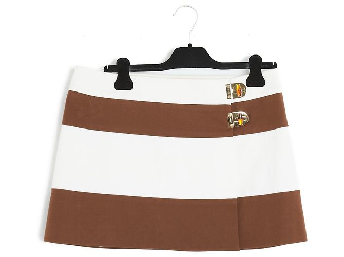 Gucci Bamboo Baumwollrock Braun Ecru 40 FR Aus weiß