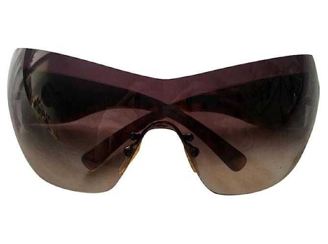 Raros óculos de sol Prada chama Marrom Hardware prateado Metal  ref.511011