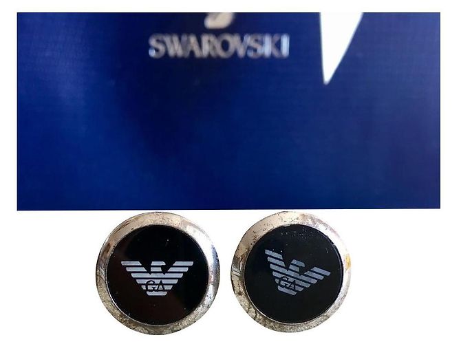 Abotoaduras Emporio Armani Preto Hardware prateado