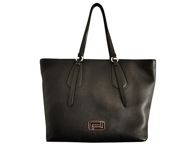 Bolsa tote grande Lancel de couro preto