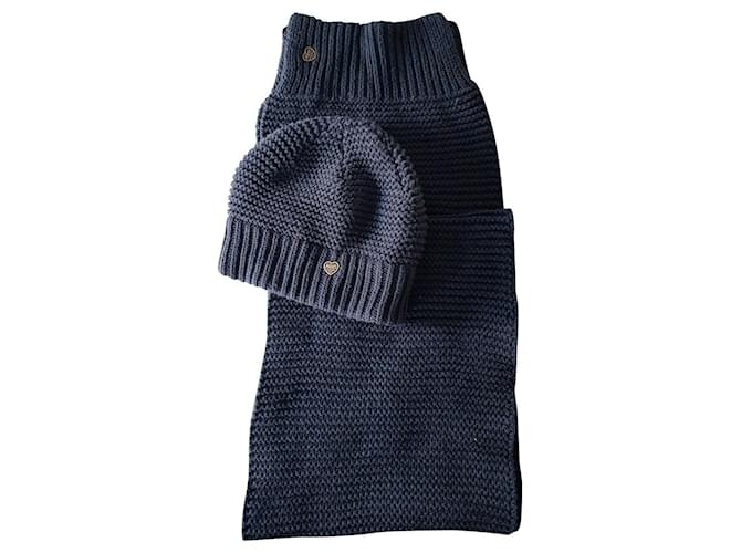 Tommy Hilfiger scarf and hat Navy blue Cotton  ref.511049