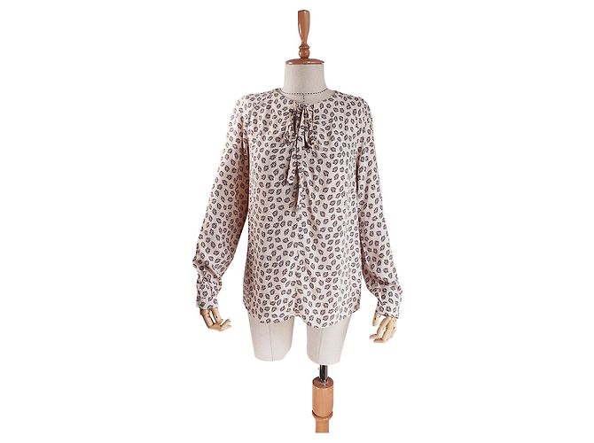 Top Tommy Hilfiger in Viscosa Beige Rosso Bianco Multicolore