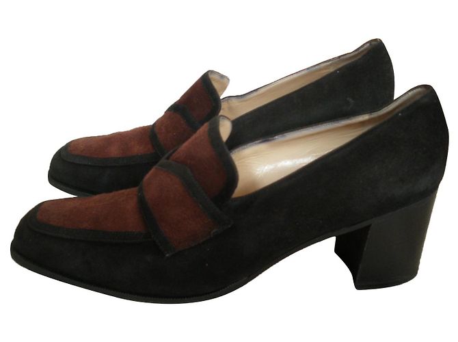 Décolleté Christian Louboutin Bicolore Nero e Marrone Scuro