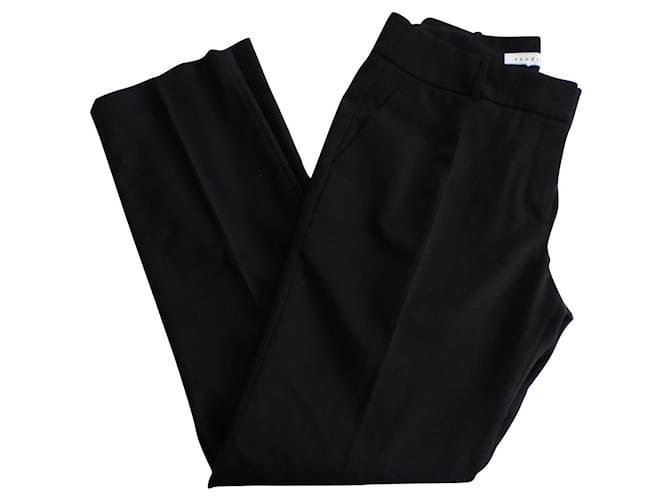 Sandro Un pantalon, leggings Polyester Laine Elasthane Noir  ref.511169