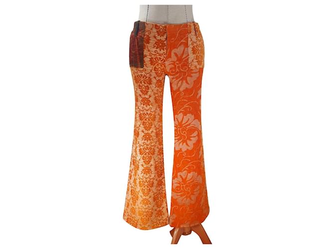 Autre Marque Un pantalon, leggings Coton Polyester Rayon Orange  ref.511209