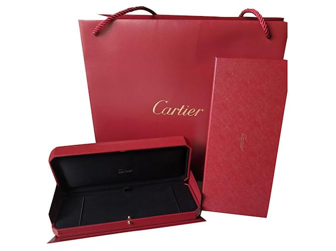 Cartier pulsera flexible reloj brazalete caja forrada larga bolsa de papel Roja  ref.511286