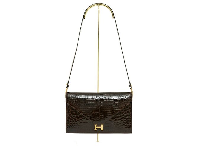 Hermès LYDIE CROCO HAVANA PRISTINE Marron